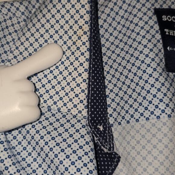 Society Of Threads No Iron Slim Fit Blue Patterned Shirt Mens Size M - Picture 13 of 13